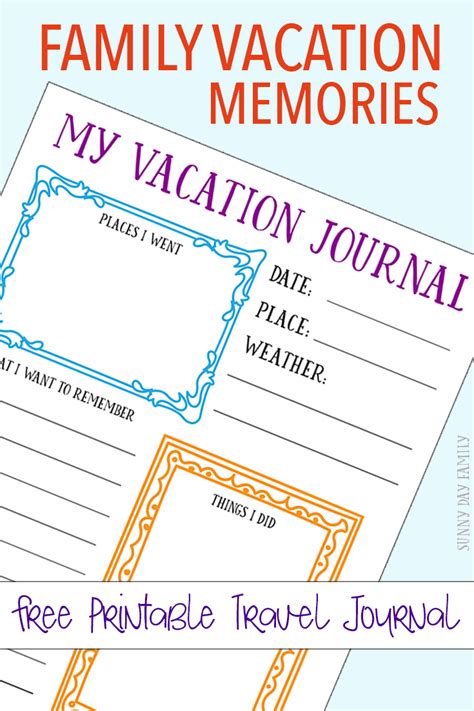printable travel journal   family vacation memories sunny