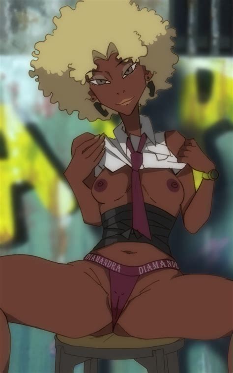 rule 34 afro atsuko jackson blonde hair breasts cameltoe clothes pull