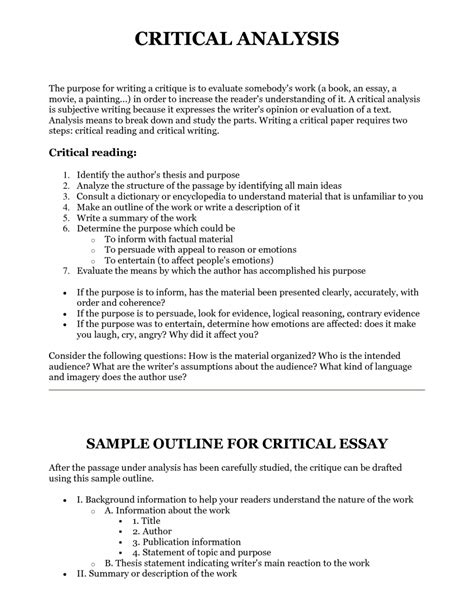 critical essay outline format   thatsnotus