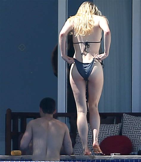 game of thrones sophie turner exposes peachy posterior in bikini clad