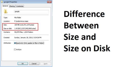 difference  size  size  disk differencebetween