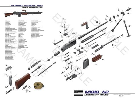 browning automatic rifle bar exploded view limited edition etsy israel