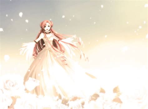 Long Hair Twintails Dress Red Hair Bad Id Flower Sky
