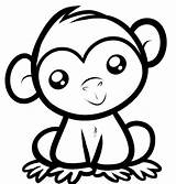 Monkey Drawing Cute Coloring Animal Drawings Cartoon Pages Easy Simple Clipart Monkeys Animals Baby Face Clip Outline Kids Draw Cliparts sketch template