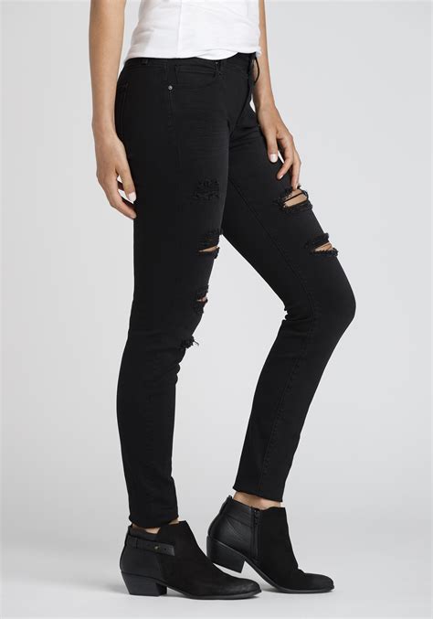 women s black ripped skinny jeans warehouse one