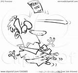 Businessman Knocking Memo Toonaday Royalty Outline Illustration Cartoon Rf Clip sketch template