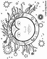 Coloring Pages Sun Moon Wiccan Adults Stars Hippie Drawing Adult Printable Sunrise Pagan Sheets Mandala Colouring Books Color Printables Stuff sketch template