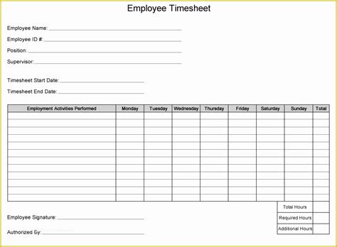 timesheet template  printable   printable multiple employee