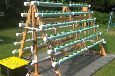 homemade vertical  frame hydroponic system container