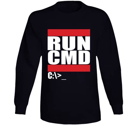 run cmd run command computer geek talk funny run parody long sleeve