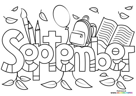 september autumn text sign coloring pages  kids