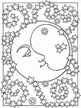 Moon Coloring Pages Printable Kids Pretty Color Colouring Sun Lune Coloriage Adult Mandala sketch template