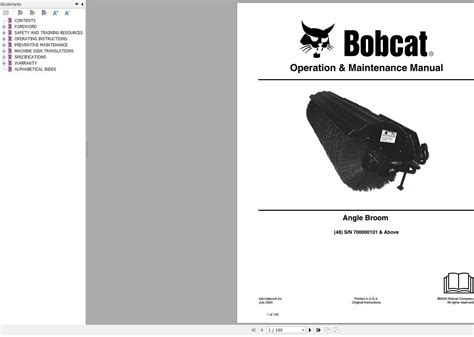 bobcat angle broom  operation  maintenance manual   auto repair manual