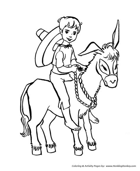 farm animal coloring pages boy riding   donkey coloring page