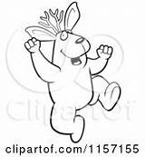 Jackalope Outlined Coloring Clipart Cartoon Vector Presenting Romantic Jumping Excited Rose sketch template