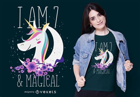 7 years old unicorn t shirt design vector download