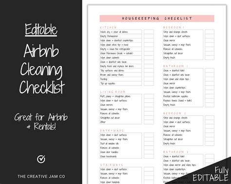 airbnb cleaning checklist editable housekeeping cleaning etsy