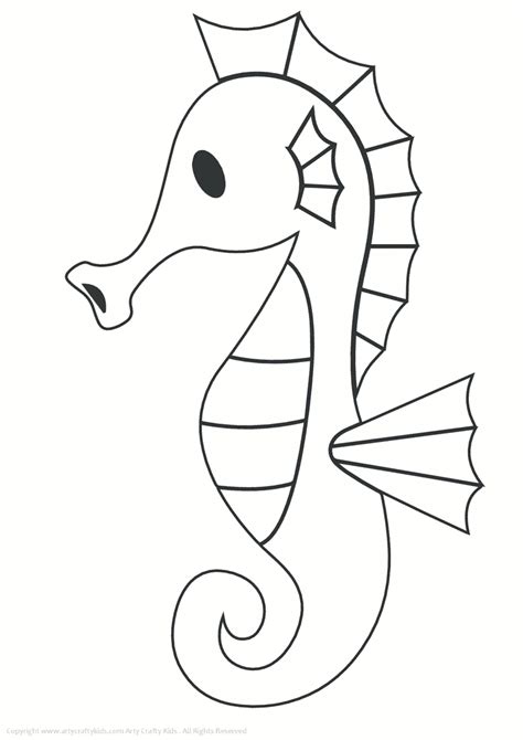 seahorse outline arty crafty kids