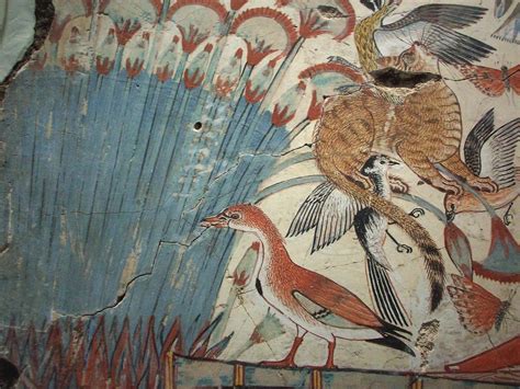 Ancient Egyptian Tomb Art Detail Nebamun Hunting In The