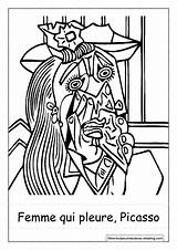 Picasso Artiste Colorier Teachery Weeping Cahier Pleure Lunatique Adulte Danieguto sketch template