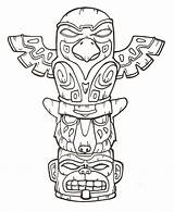 Totem Pole Coloring Pages Printable Kids Poles Native American Symbols Indian Patterns Animal sketch template