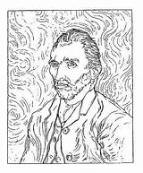 Van Gogh Stamp Rubber Visit Coloring Portrait Self sketch template