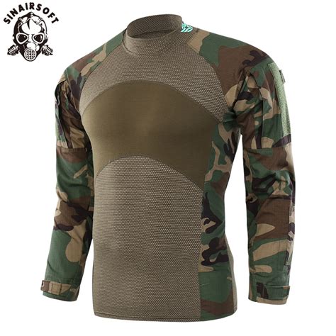 tactical mens army military shirts combat t shirt zipper