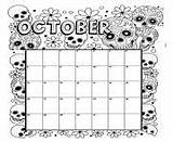 Coloring Calendar Pages October sketch template