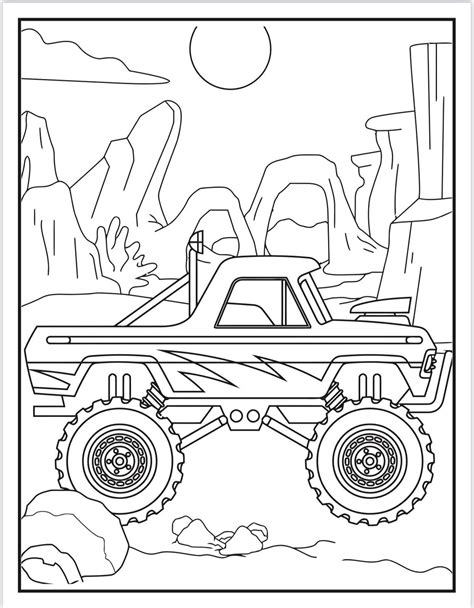 monster truck  printable coloring pages instant  etsy