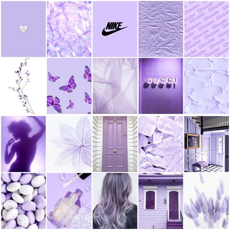 lavender pastel lilac purple aesthetic collage kit wall etsy