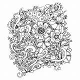 Zentangle Coloring Adult Doodle Flowers Pattern Illustration Vector Zenart Books Drawing Preview sketch template
