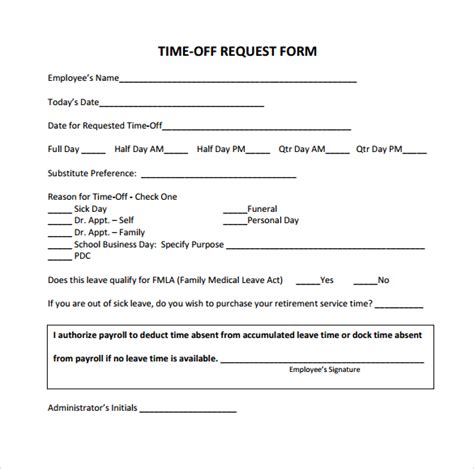 printable time  request form printable forms