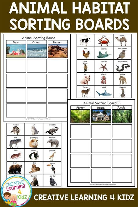 animal habitat worksheet