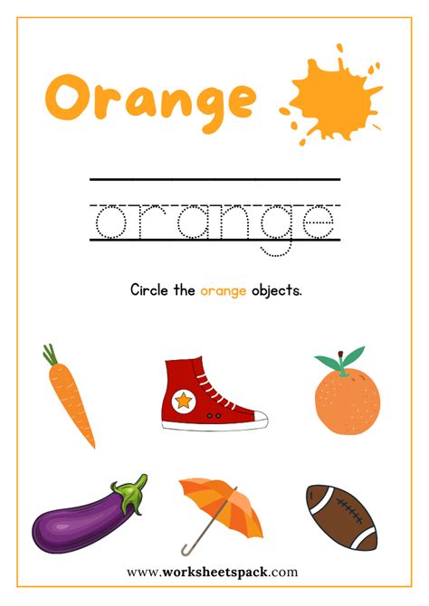 orange color sheet printable   color orange worksheet