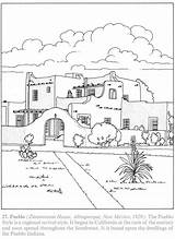 Pages Pueblo Coloring Indian House Template Vintage Colouring Adult sketch template
