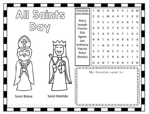 awesome    saints day activity sheet printable  saints