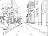 Perspective Point Drawing Easy Drawings Building City Simple Sketch Cityscape Buildings Landscape Sketches Getdrawings 2nd Bench Hand Tutorial sketch template