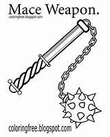 Medieval Coloring Pages Mace Weapon Battle Printable Drawing Ages Axe Color Times Draw Dark Clipart Template Sketch sketch template