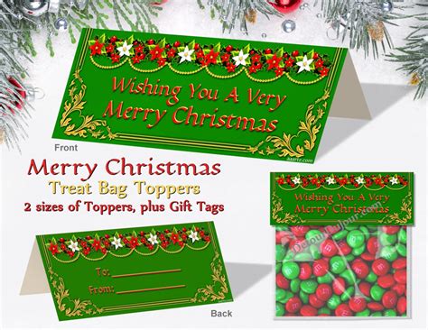 printable christmas bag toppers ziplock snack favor bag toppers