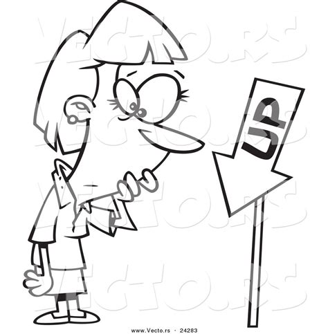 vector   cartoon businesswoman     sign pointing