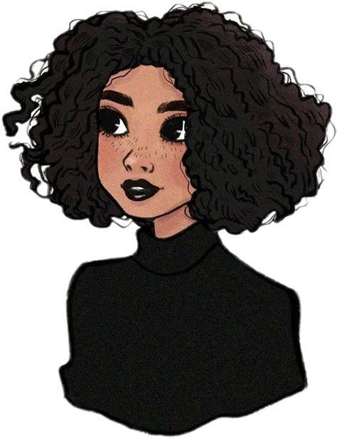 girl draw black curlyhair sticker by anita curly hair drawing how