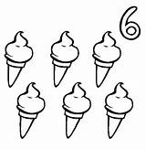 Ice Cream Coloring Six Pages Kids Sheets Preschool Numbers Coloringsky sketch template