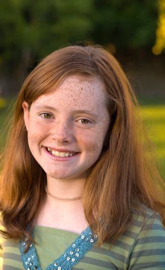Freckle Face Redhead Girl Outdoors Smiling Happy Pre