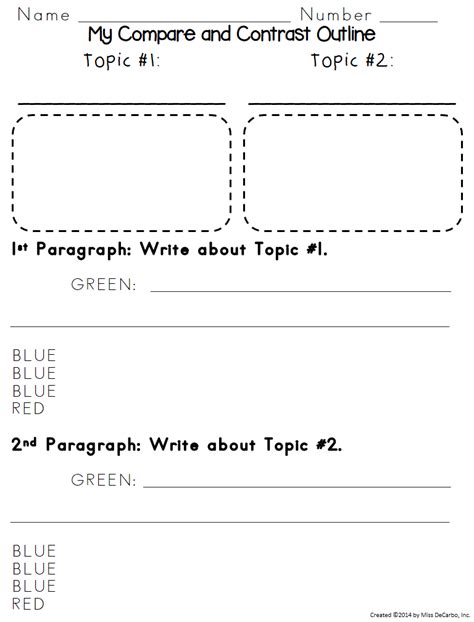 comparison contrast essay outline worksheet