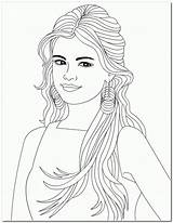 Coloring Pages Hair Girl Long Easy Selena Gomez Print sketch template