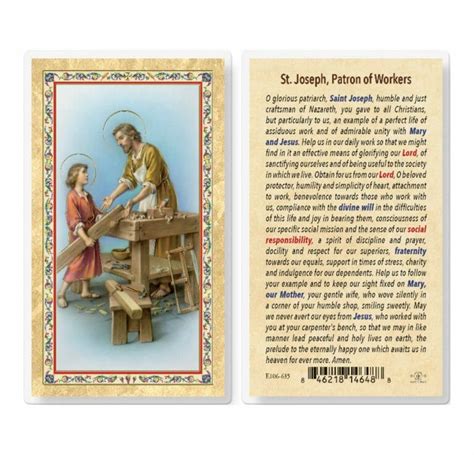 daily prayer  st joseph  worker gold stamped laminated holy card