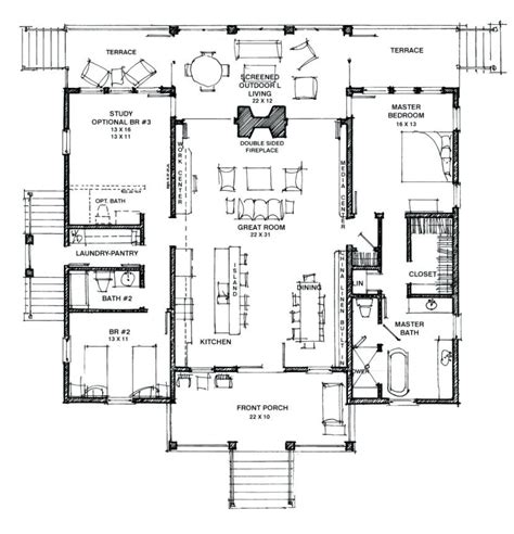 popular floor plans  dog trot home house plan  dimensions