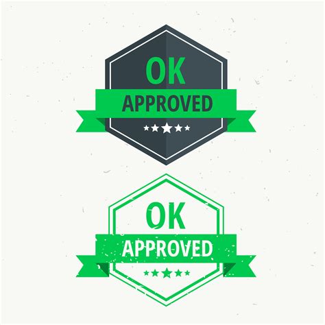 approved rubber stamp label badge design  green color