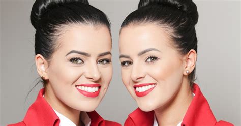 identical twin air hostesses who match their outfits and eat same food