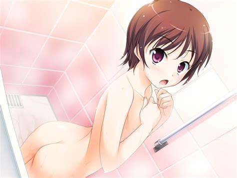 brown hair game cg hinata love kami lovekami nude pulltop short hair shower wet yashima